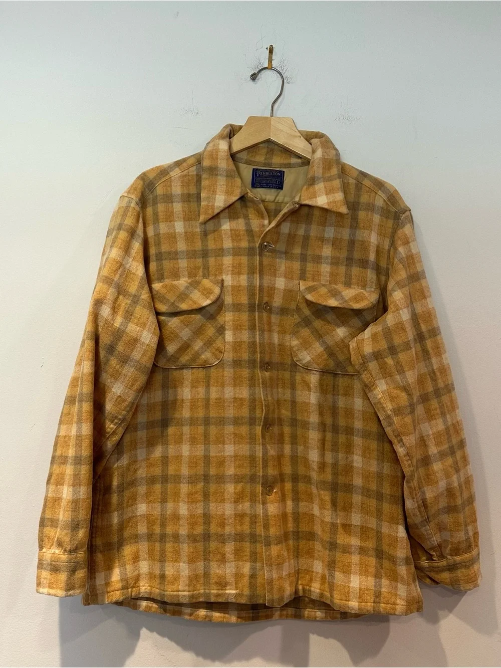 Pendleton Men’s Yellow Plaid Wool Shirt Jacket
